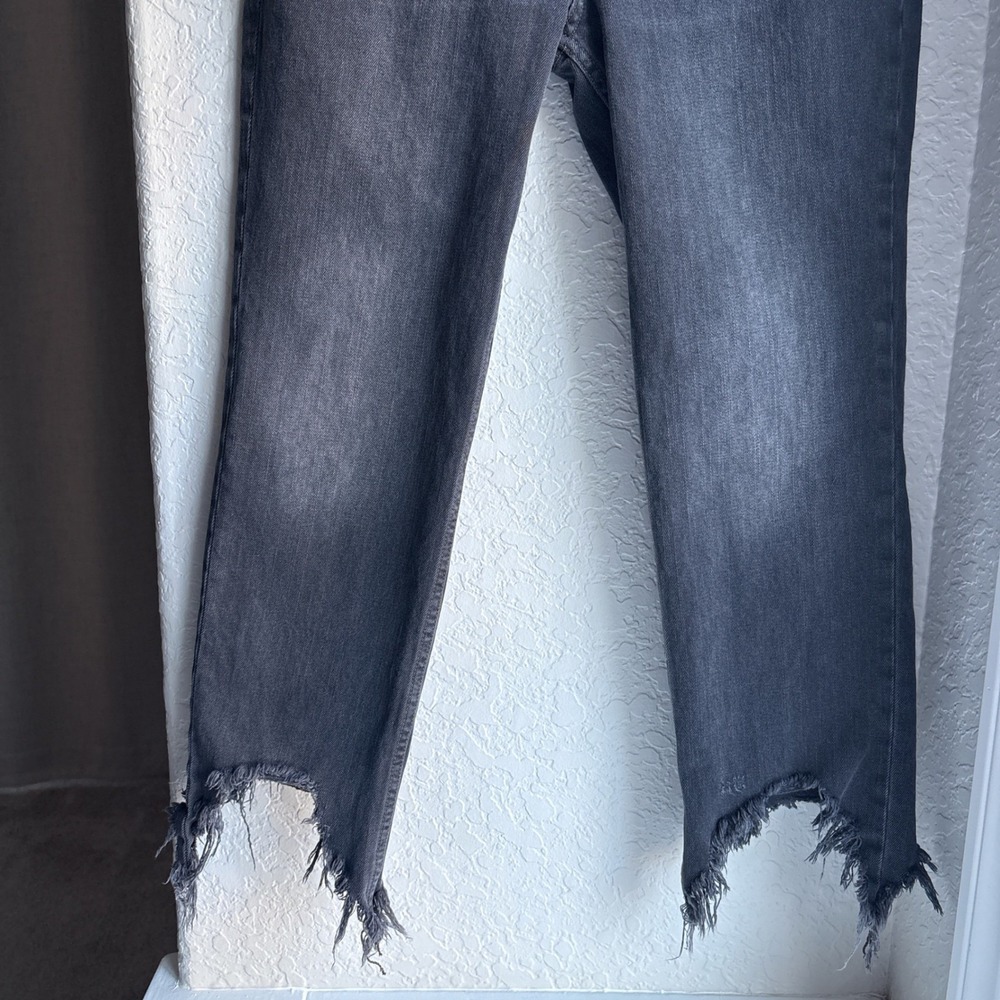 We The Free‎ Free People Black Straight Distressed Jeans Raw Hem Button Fly 28 - Picture 3 of 13